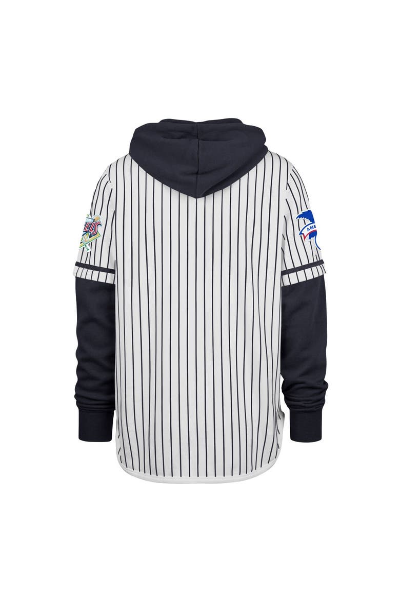 Men's '47 White Milwaukee Brewers Pinstripe Double Header Pullover Hoodie, Alternate, color, White