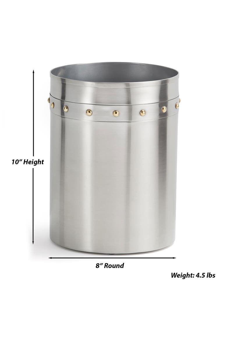 Rivets Stainless Steel Wastebasket, Alternate, color, SILVER