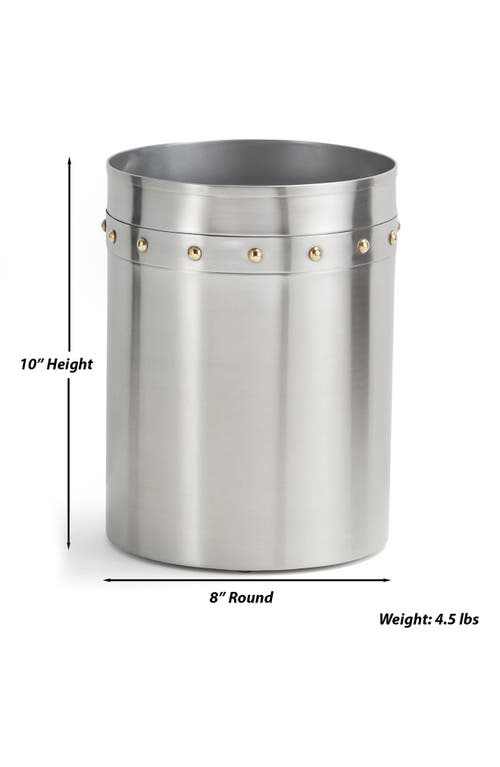Roselli Trading Company Rivets Stainless Steel Wastebasket In Silver