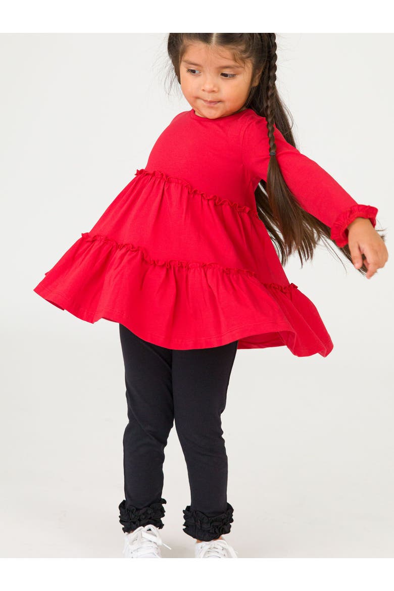 Knit Ruffle Tiered Tunic, Alternate, color, Red