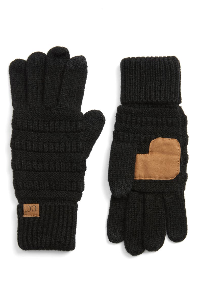 C.C<sup>®</sup> CC Rib Knit Tech Gloves, Main, color, 