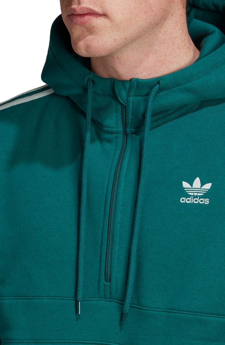 adidas Originals 3-Stripes Half Zip Pullover Hoodie, Alternate, color,