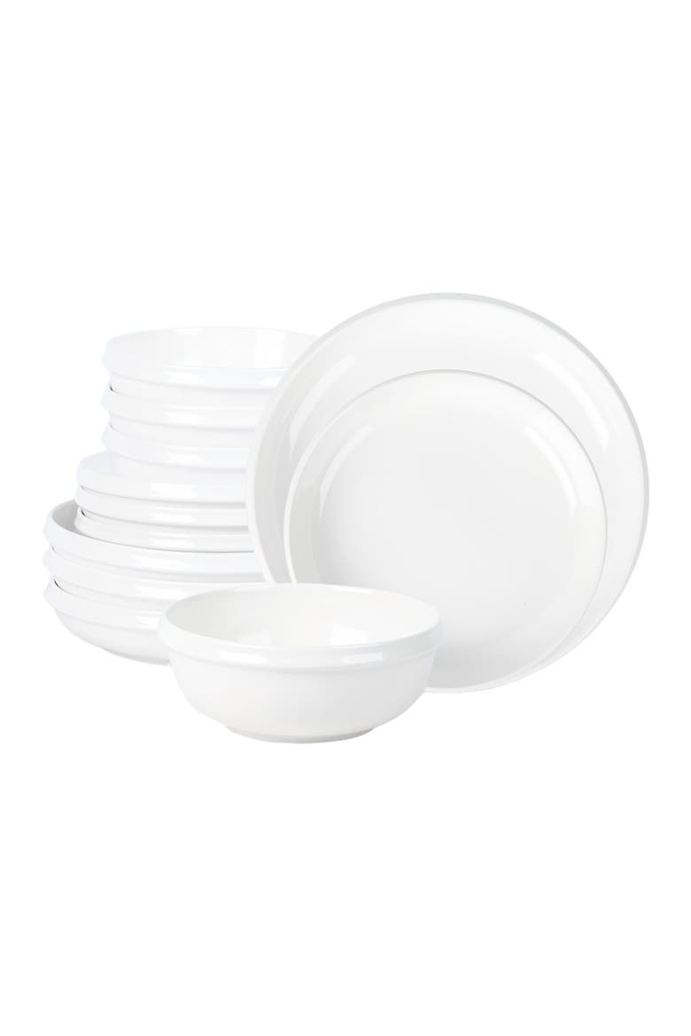 Verso Porcelain 12-Piece Dinnerware Set, Main, color, White