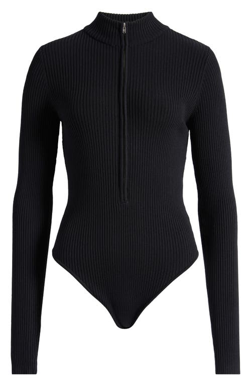 GOOD AMERICAN GOOD AMERICAN VIRGO LONG SLEEVE RIB THONG BODYSUIT