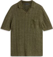 John Varvatos Odin Short Sleeve Textured Linen Sweater