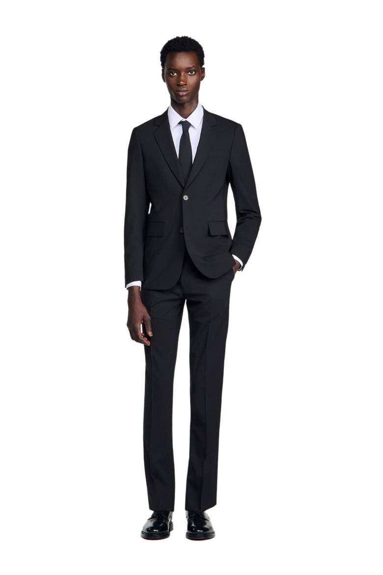 Virgin wool suit jacket, Alternate, color, Black