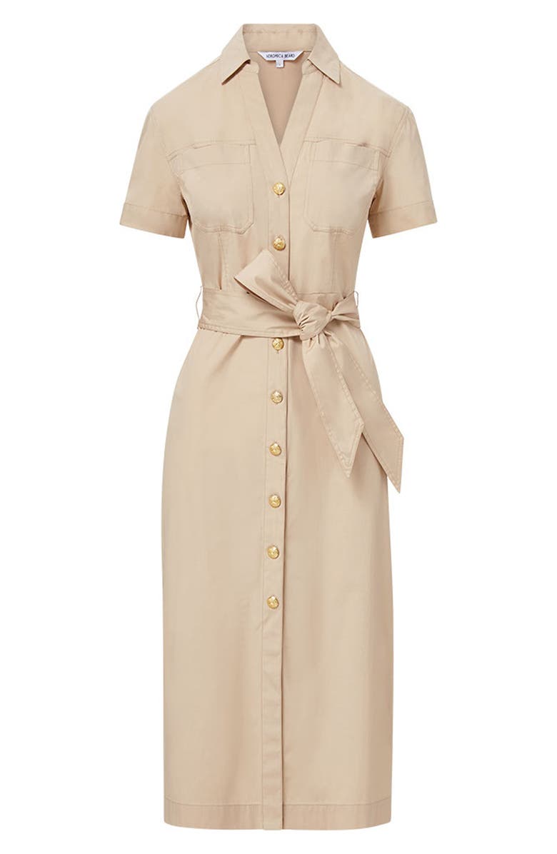 Veronica Beard Tabby Belted Shirtdress, Alternate, color, Stone Khaki
