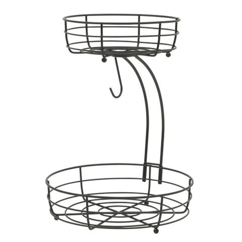 Harvest Season Two-Tier Metal Fruit Basket with Banana Hanger