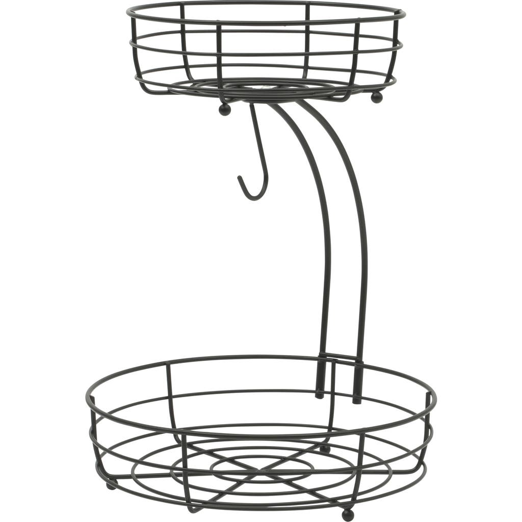 Gibson Home Harvest Season Two-Tier Metal Fruit Basket with Banana Hanger in Black - 2 Tier at Nordstrom