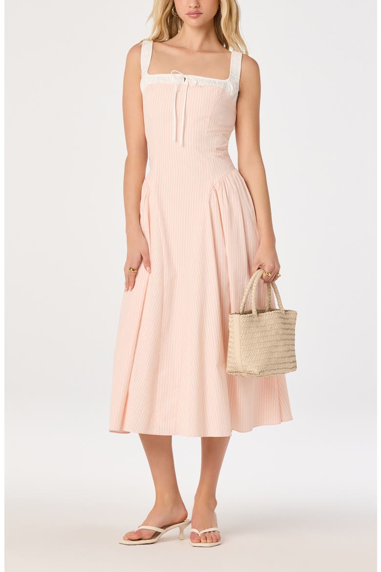 Hazel Ticking Stripe Midi Dress, Alternate, color, PINK STRIPE