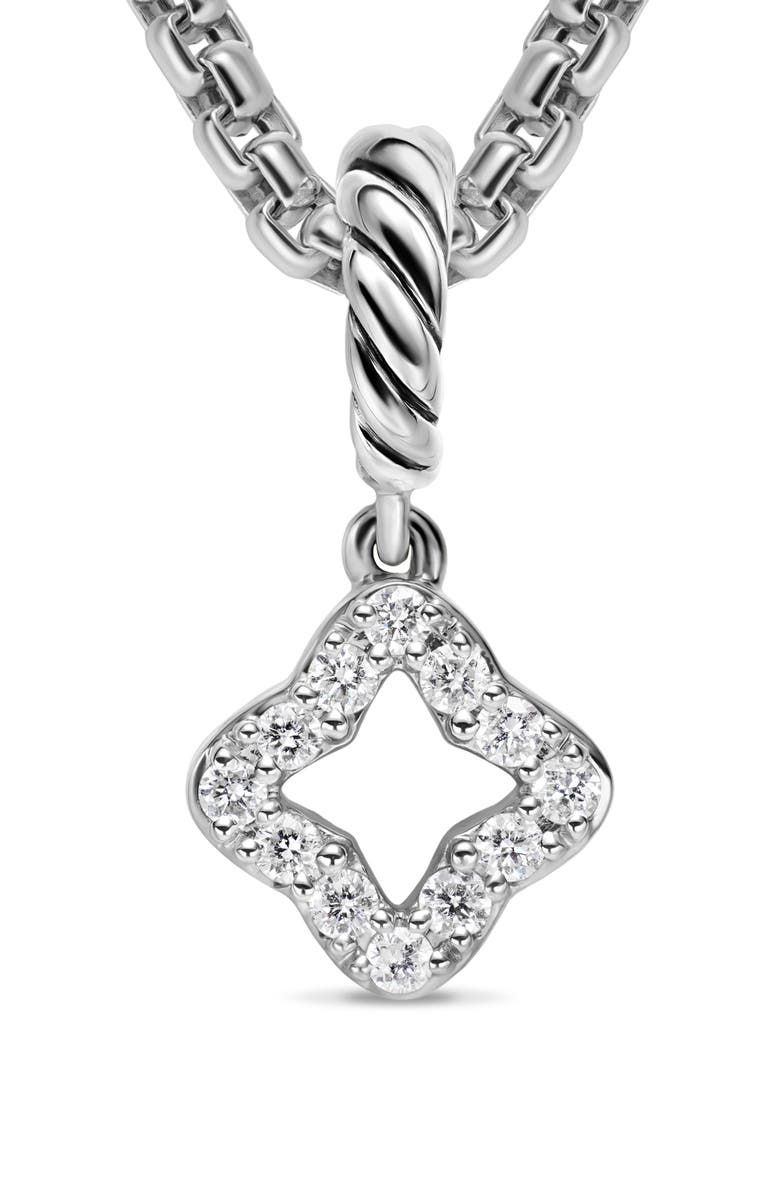 David Yurman Micro Pavé Quatrefoil Enhancer in Sterling Silver with Diamonds, 7.4mm, Alternate, color, Diamond