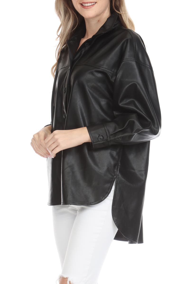 RAIN AND ROSE Faux Leather Shirt Jacket, Alternate, color, Black