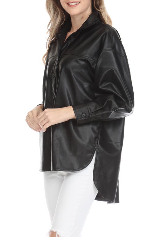 Rain And Rose Faux Leather Shirt Jacket In Black