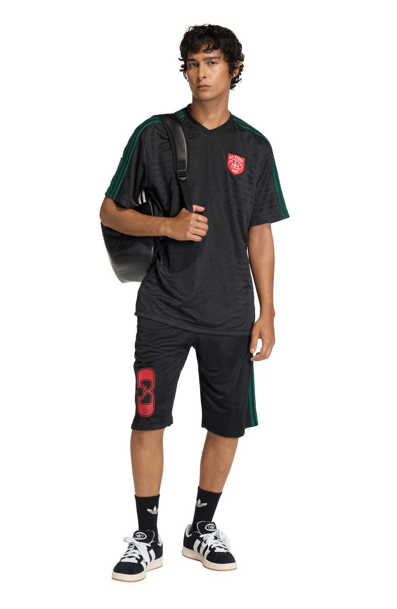 adidas The Shorts Roses Drawstring Soccer Shorts, Alternate, color, Black/ Collegiate Green/