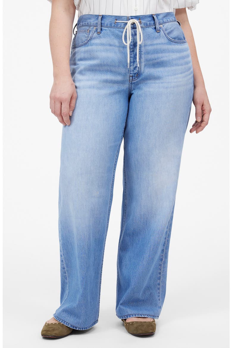 Airy Denim Drawstring Waist Low Slung Baggy Jeans, Alternate, color, HAMBLEY WASH