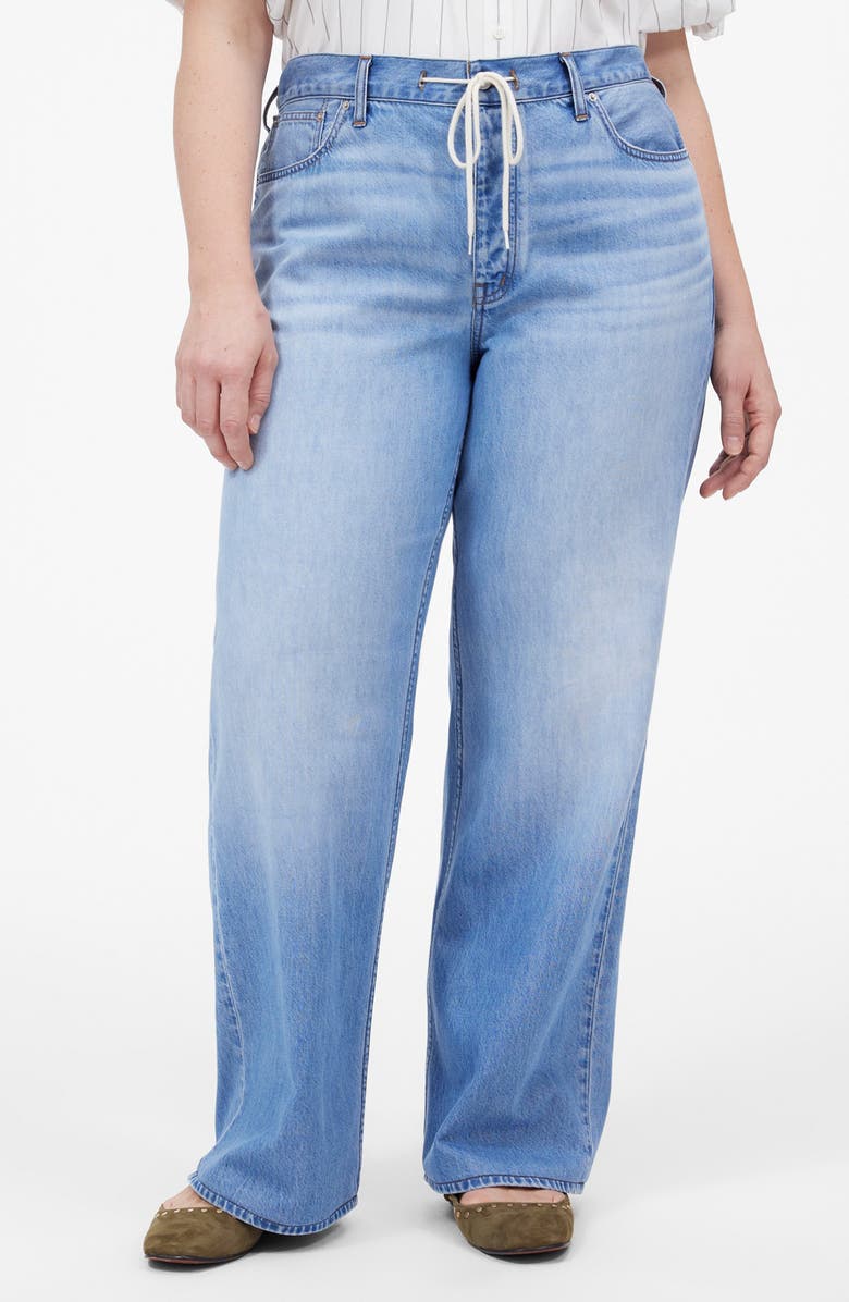 Madewell Airy Denim Drawstring Waist Low Slung Baggy Jeans, Alternate, color,