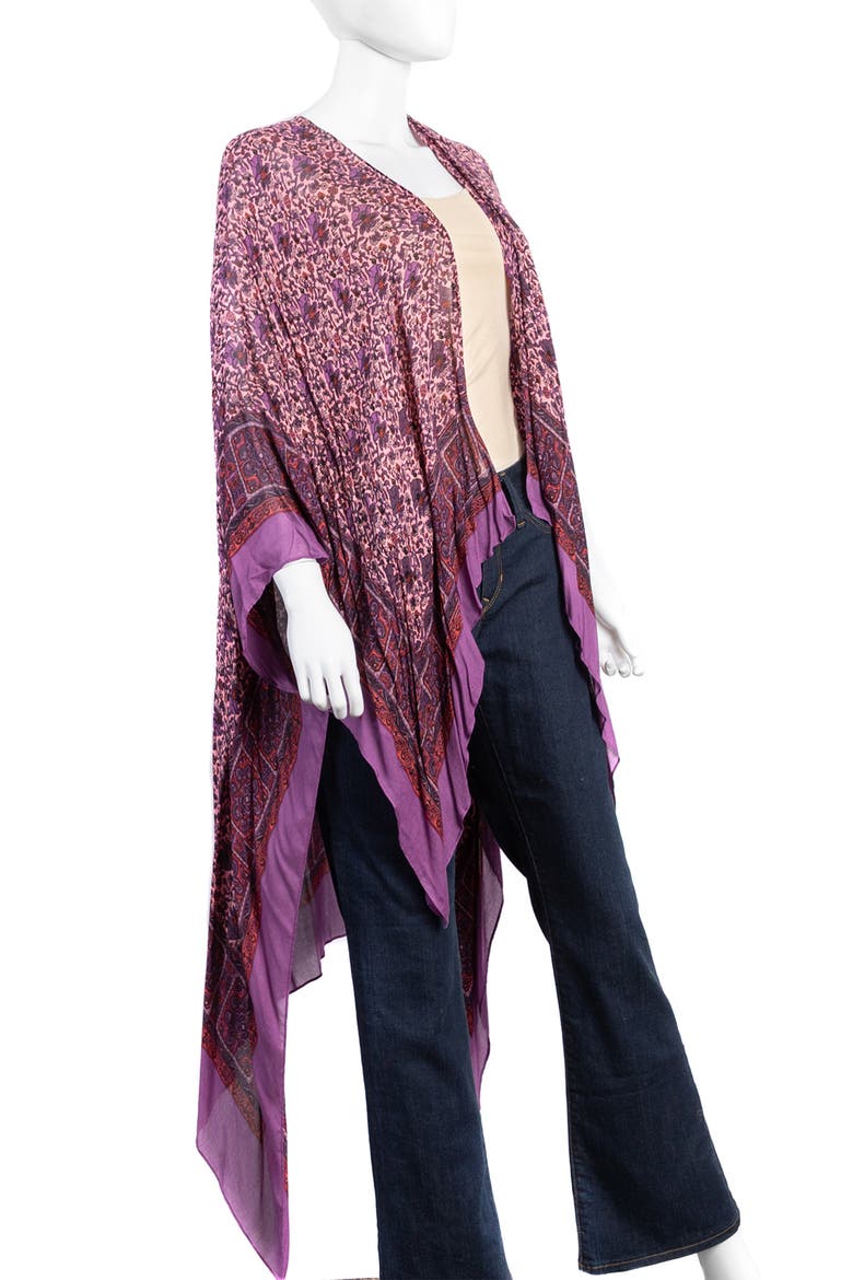 Printed Ruana, Alternate, color, PURPLE