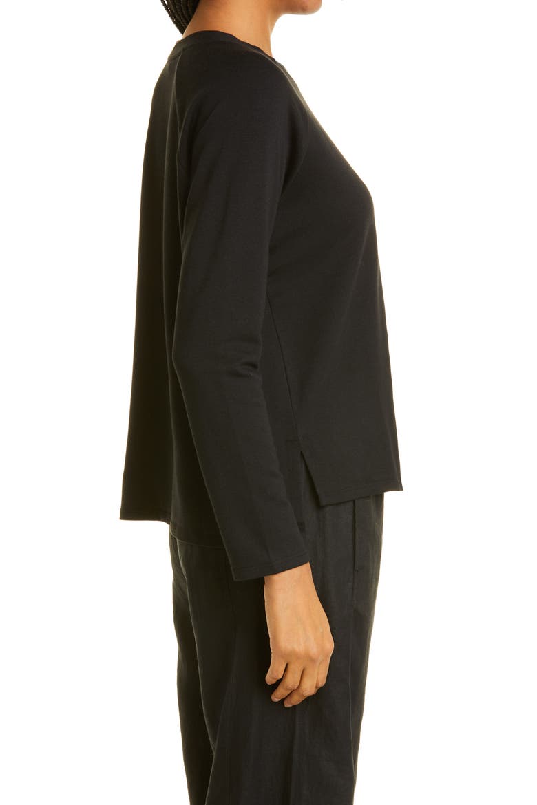 Raglan Crewneck Fleece Sweatshirt, Alternate, color, BLACK