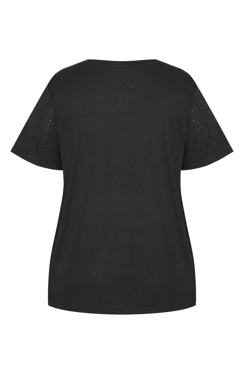 City Chic Blinged Up Embellished T-Shirt, Alternate, color, Black