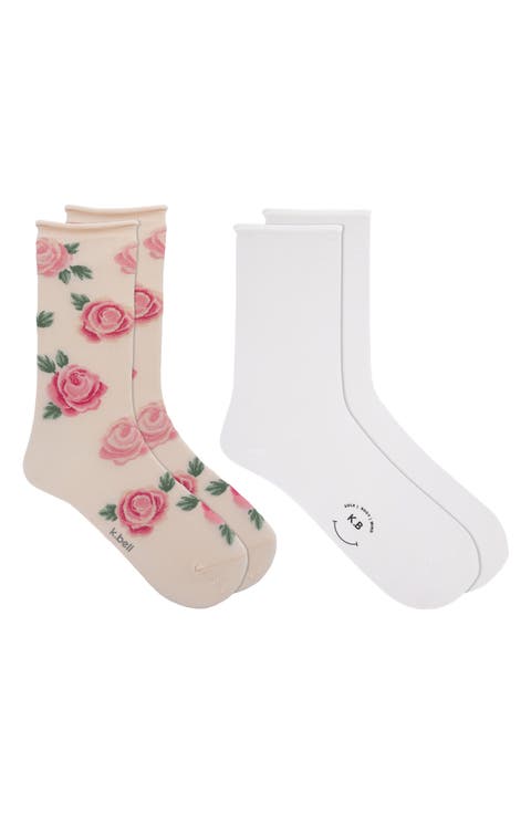 Rose Blooms Assorted 2-Pack Crew Socks
