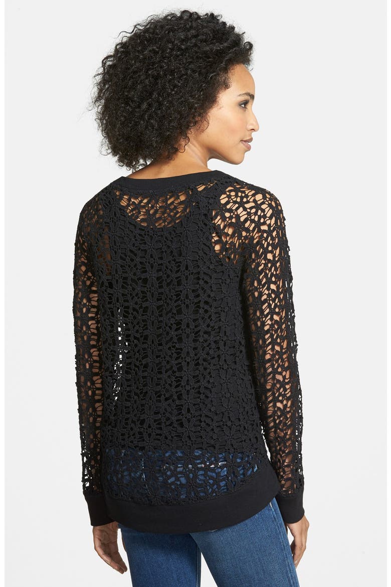 Lace Sweatshirt, Alternate, color, BLACK