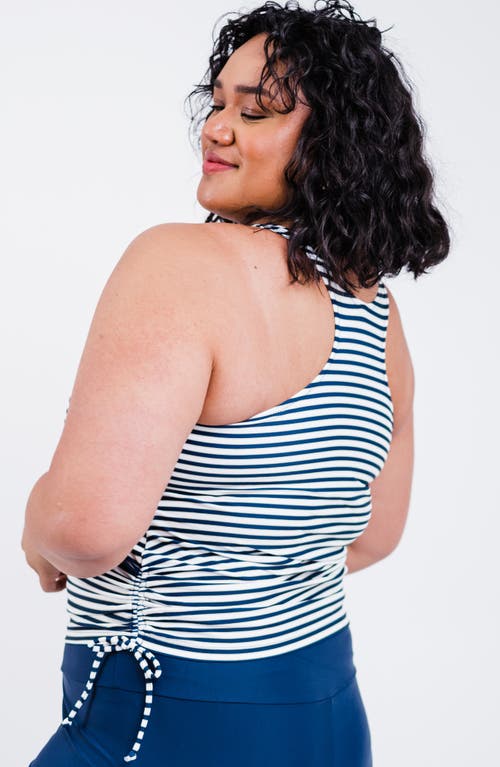 Calypsa Plus Size Maya Tankini Swim Top With Built-in Bra In Blue