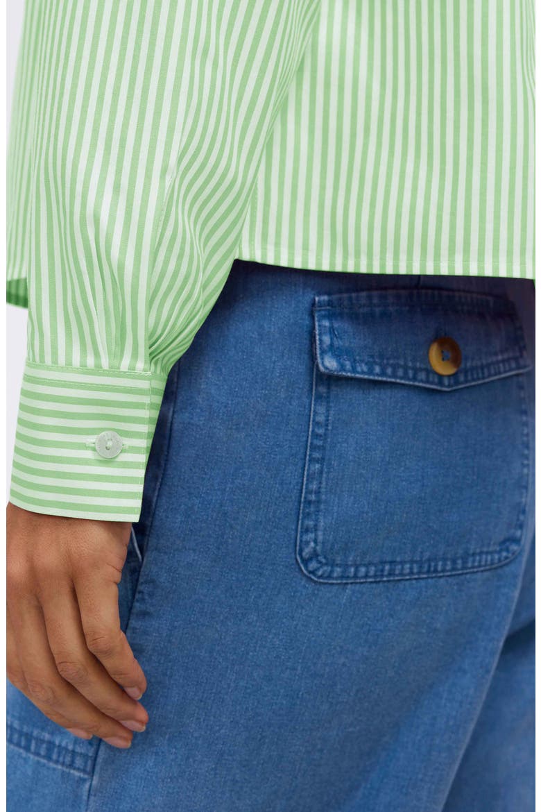 Jodie Stripe Cotton Button-Up Shirt, Alternate, color, MOJITO GREEN/ WHITE