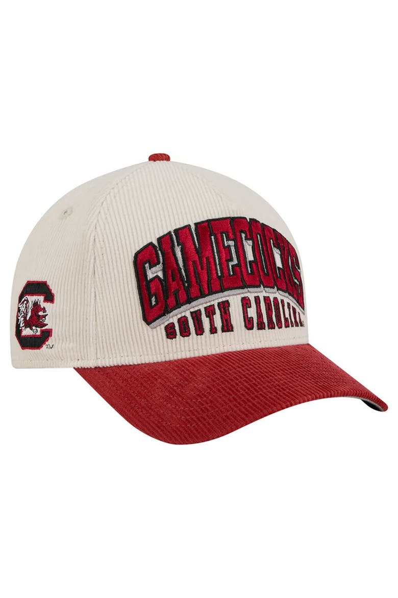Men's New Era Garnet/Cream South Carolina Gamecocks Arch Two-Tone Corduroy 9FORTY A-Frame Adjustable Hat, Alternate, color, Garnet