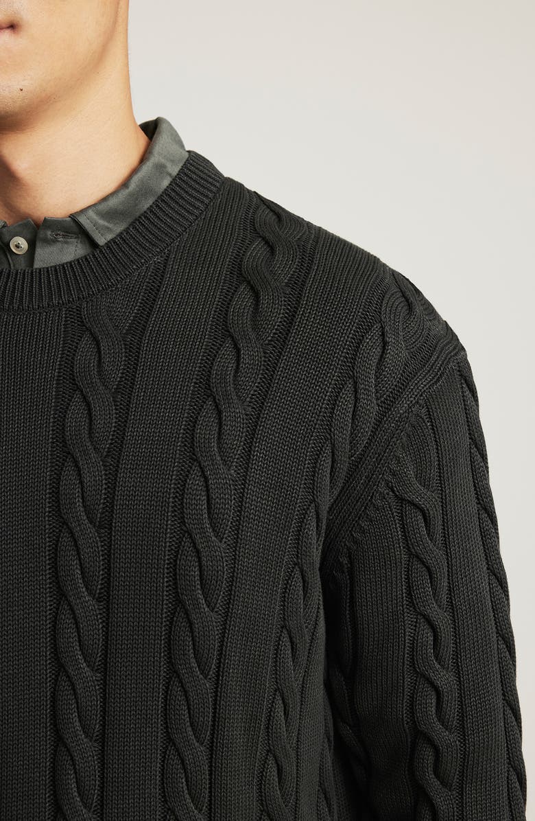Mavi Jeans Heavyweight Cabled Cotton Crewneck Sweater, Alternate, color,
