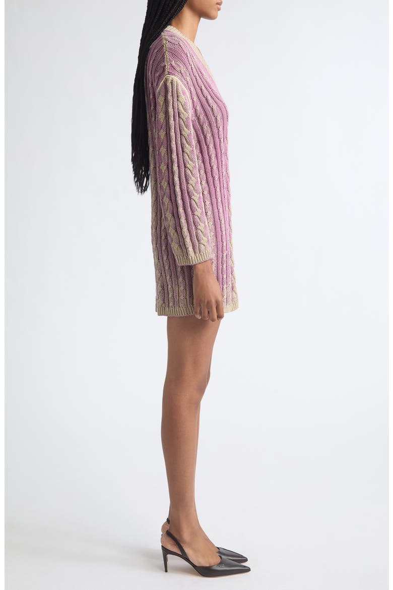 Bleached Long Sleeve Cotton Blend Cable Sweater Dress, Alternate, color, SANDY/ BEIGE