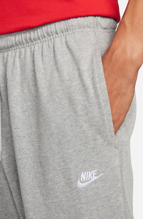 Nike Sportswear Club Tapered Logo-embroidered Cotton-jersey Sweatpants In Dk Grey Heather/white