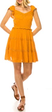A COLLECTIVE STORY Crochet Trim Flutter Sleeve Minidress