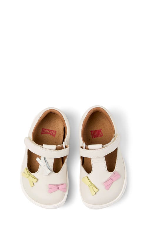 Camper Kids' Twins T-strap Flat In White Natural