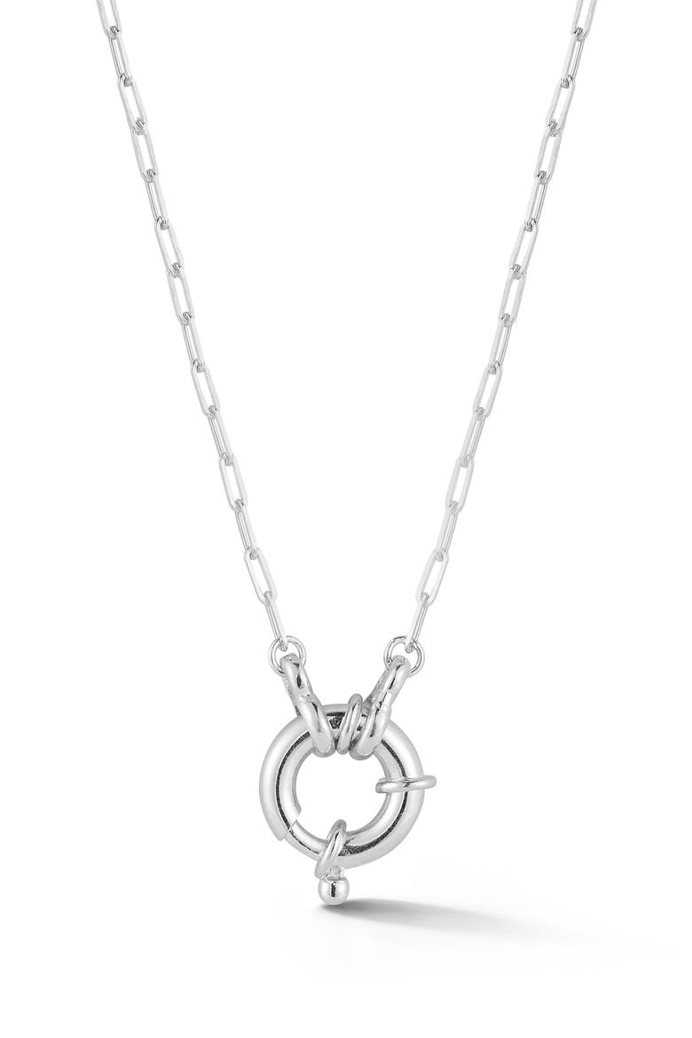 Clasp Pendant Necklace, Main, color, SILVER