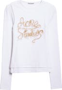 Acne Studios Elga Tinsel Logo Rib Long Sleeve Layered T-Shirt