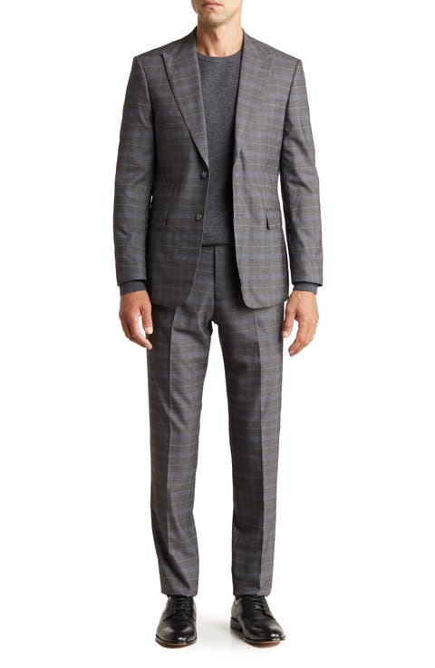 Trim Fit Plaid Two-Button Suit