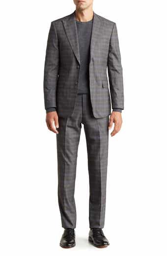 English Laundry Trim Fit Plaid Two-Button Suit