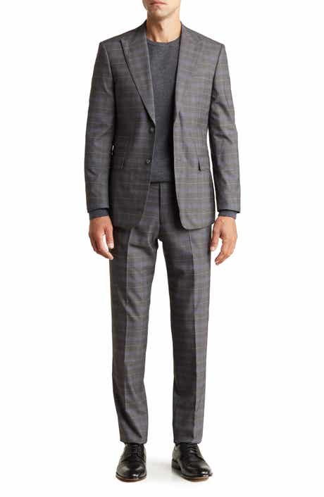 English Laundry Trim Fit Plaid Two-Button Suit