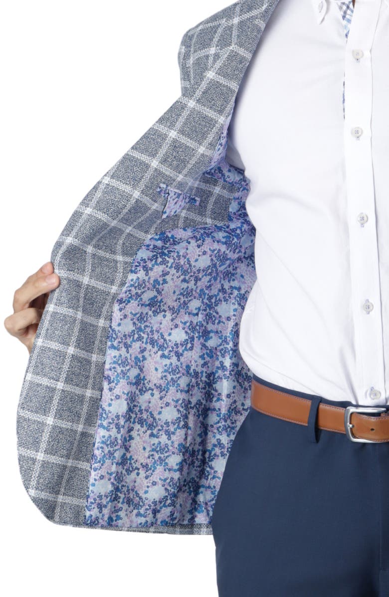 TailorByrd Classic Fit Yarn Dyed Windowpane Linen-Blend Sport Coat, Alternate, color, Navy