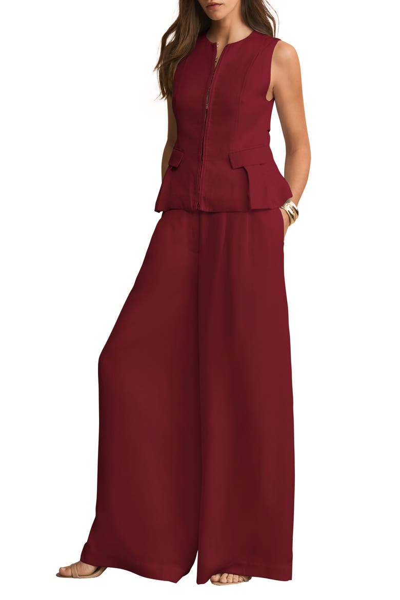 Tailored Tie Back Waistcoat, Alternate, color, Burgundy