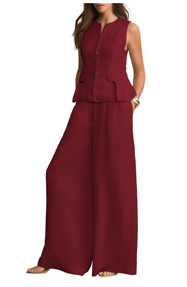 MINT VELVET Tailored Tie Back Waistcoat, Alternate, color, Burgundy