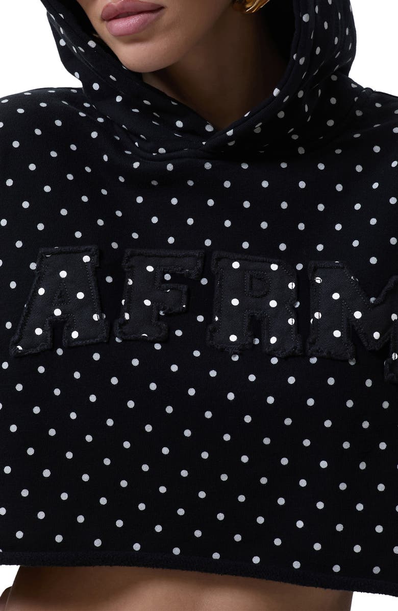 AFRM Darius Crop Cotton Hoodie, Alternate, color, Noir Micro Dot