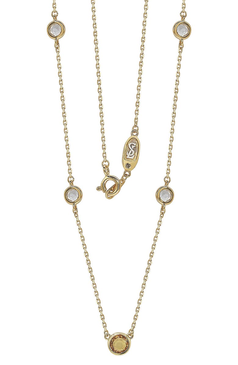 SUZY LEVIAN Sterling Silver Yellow Sapphire 5-Stone Station Necklace, Main, color,