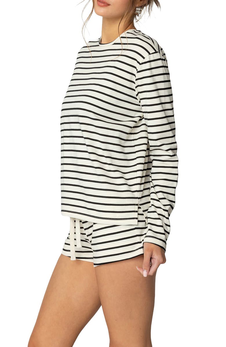 EDIKTED Jordyn Stripe Long Sleeve T-Shirt, Alternate, color, Cream