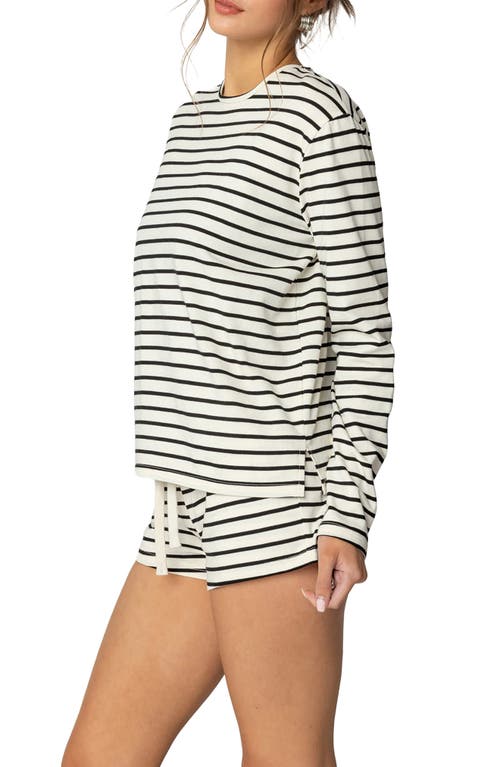 Shop Edikted Jordyn Stripe Long Sleeve T-shirt In Cream