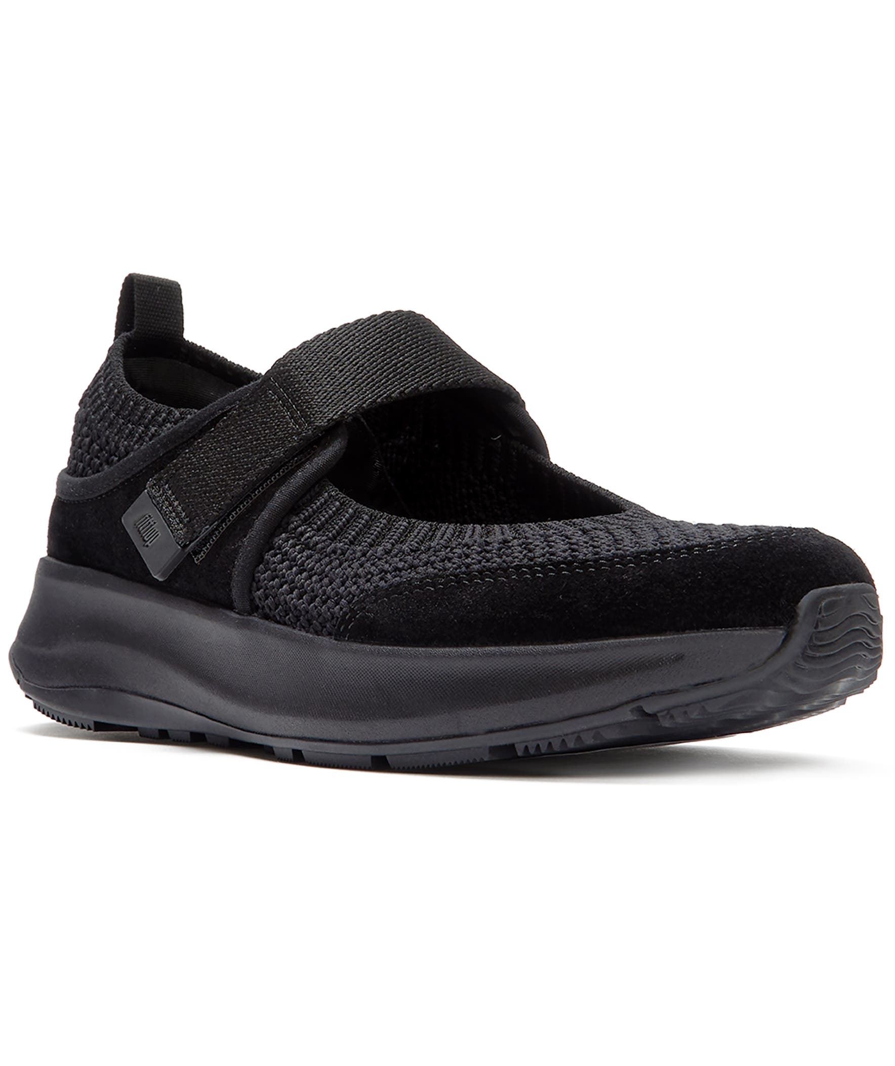 FitFlop F-Mode Flow Knit  Mary Janes, Main, color, All Black