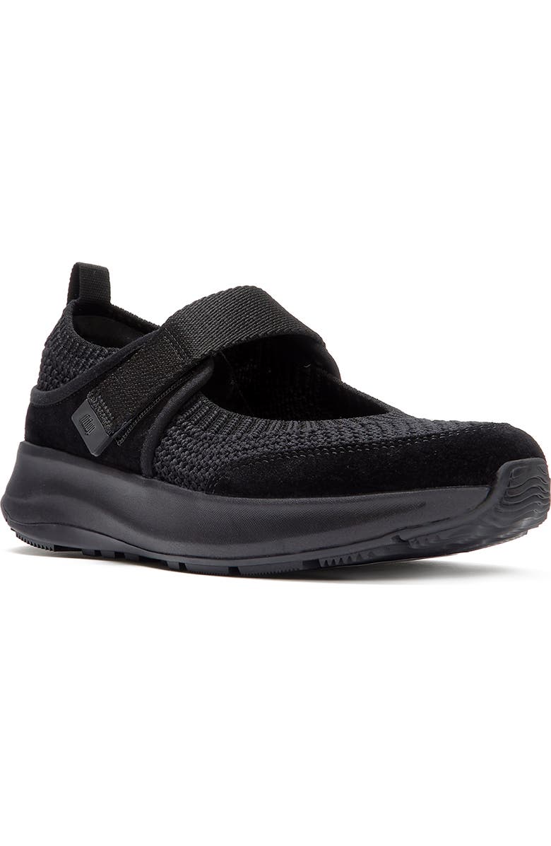 FitFlop F-Mode Flow Knit Mary Janes, Main, color, All Black