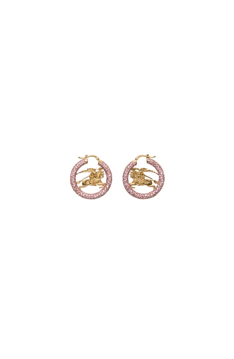 Burberry EKD Pavé Hoop Earrings, Alternate, color, Gold/Pink