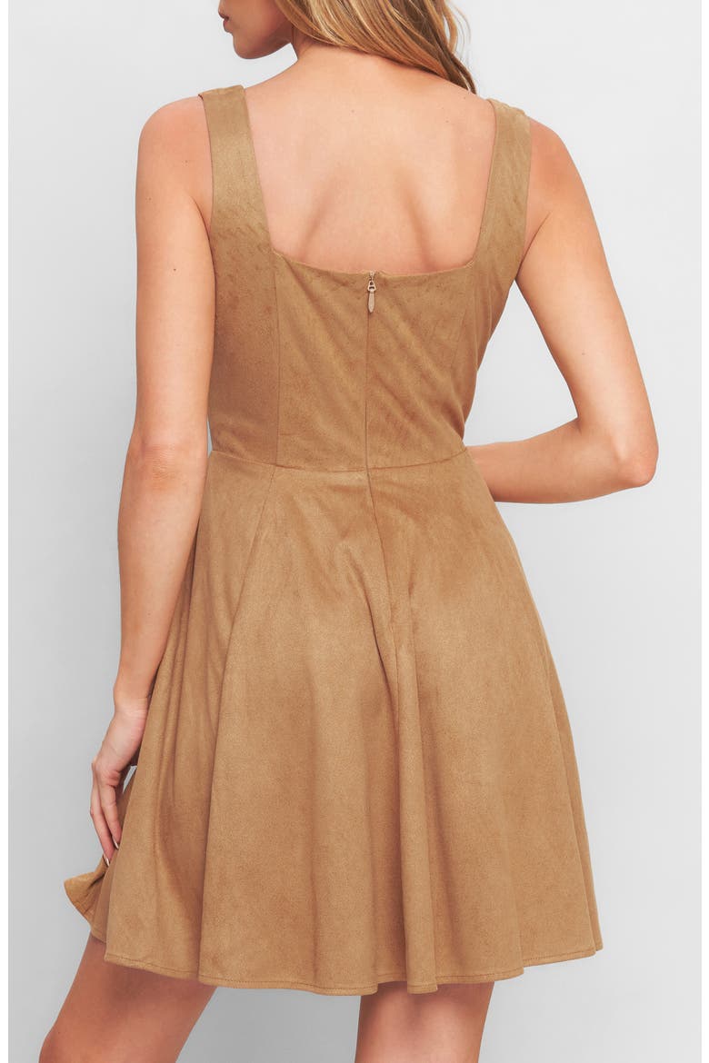 Faux Suede Minidress, Alternate, color, CAMEL