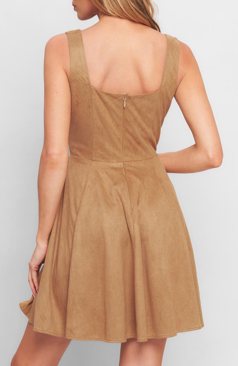 FLYING TOMATO Faux Suede Minidress, Alternate, color, Camel